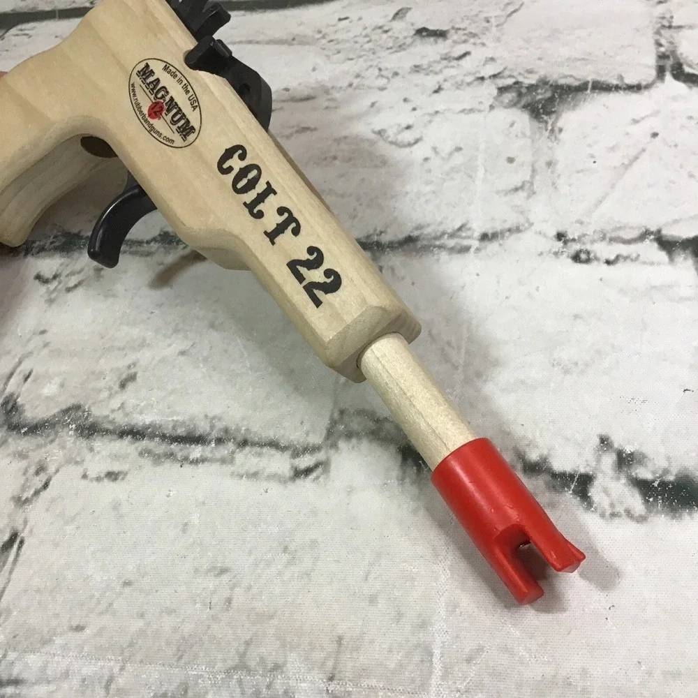 Magnum Enterprises Colt 22 Rubber Band Gun Wooden Toy Pistol Novelty
